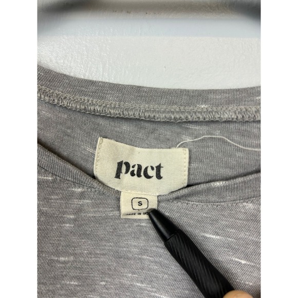 Lot of THREE Pact Organic Cotton Heathered Muscle Tee Tank Top Small Gray Pink - Picture 4 of 15